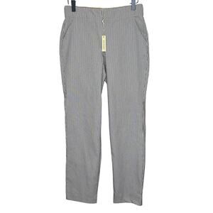 Max Studio Tan Brown Houndstooth Ponte Pull-On Pants Straight Leg Stretch S